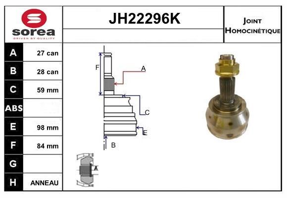 SNRA JH22296K CV joint JH22296K