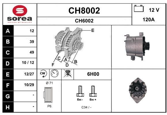 SNRA CH8002 Alternator CH8002