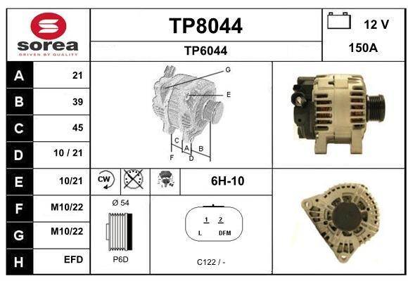 SNRA TP8044 Alternator TP8044