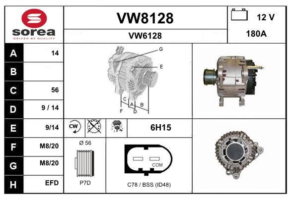 SNRA VW8128 Alternator VW8128