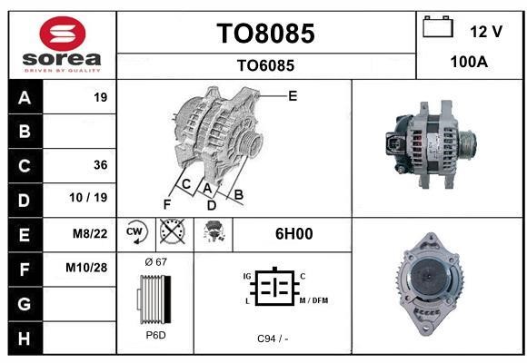 SNRA TO8085 Alternator TO8085