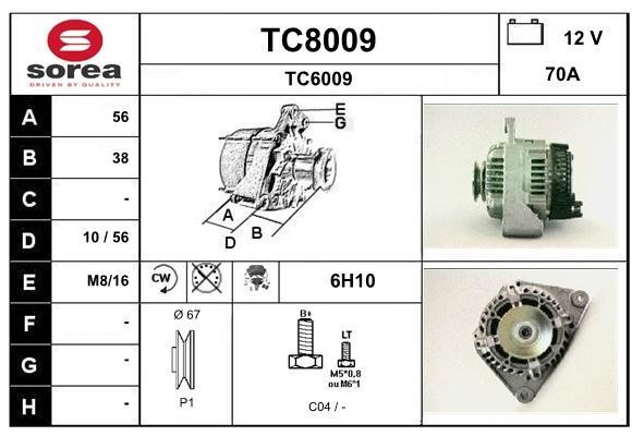 SNRA TC8009 Alternator TC8009