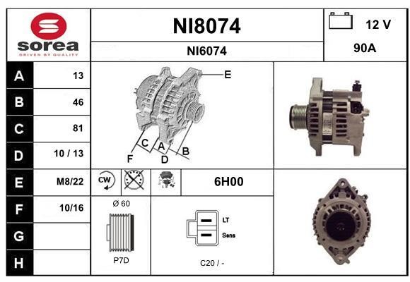 SNRA NI8074 Alternator NI8074