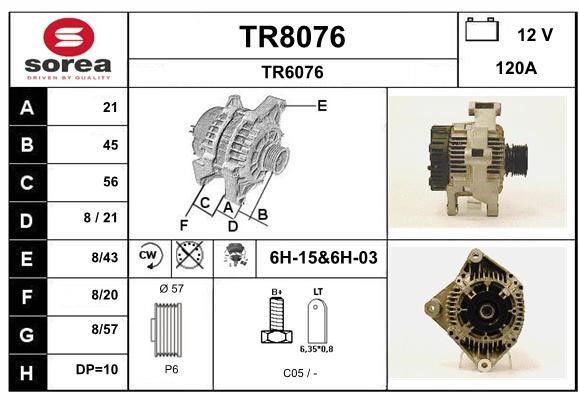 SNRA TR8076 Alternator TR8076
