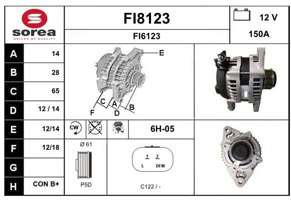 SNRA FI8123 Alternator FI8123
