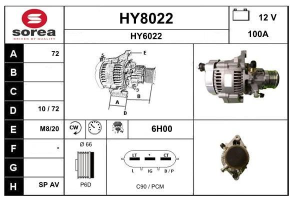 SNRA HY8022 Alternator HY8022