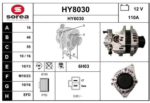 SNRA HY8030 Alternator HY8030