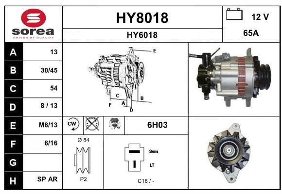 SNRA HY8018 Alternator HY8018