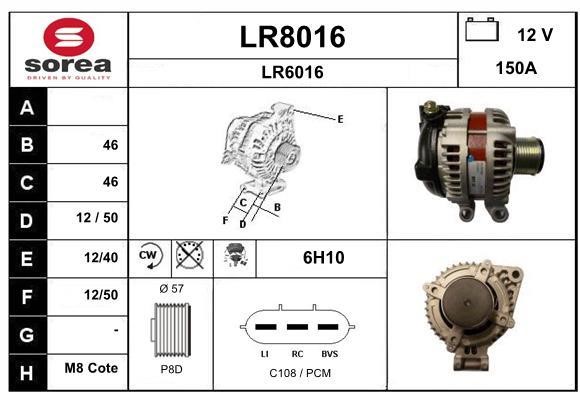 SNRA LR8016 Alternator LR8016