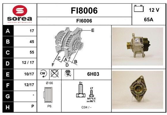 SNRA FI8006 Alternator FI8006