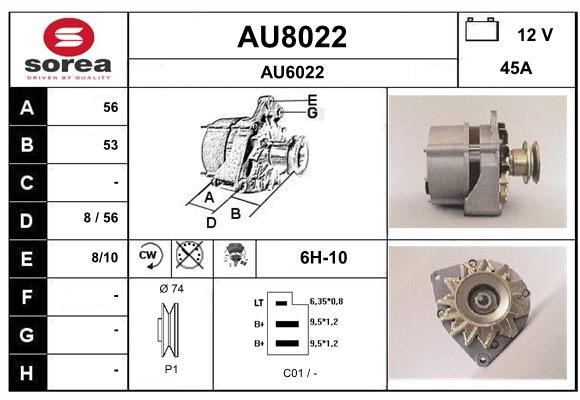 SNRA AU8022 Alternator AU8022