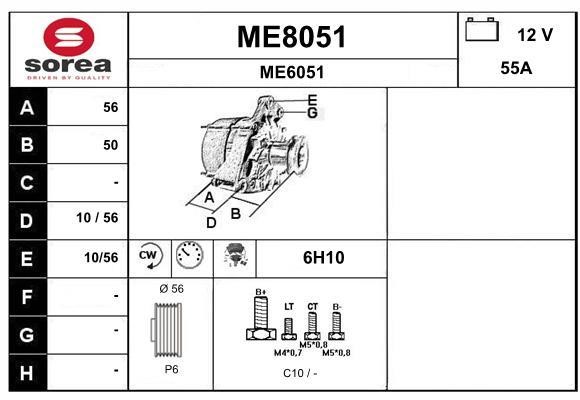 SNRA ME8051 Alternator ME8051