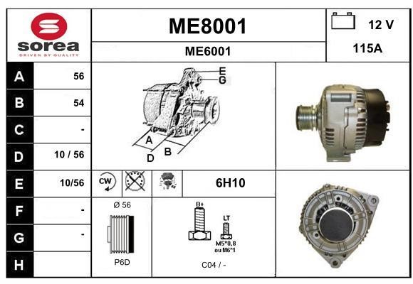 SNRA ME8001 Alternator ME8001