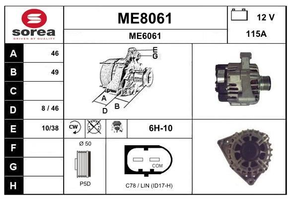 SNRA ME8061 Alternator ME8061