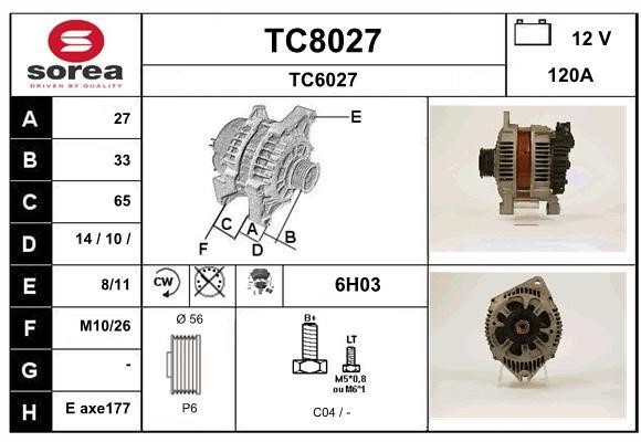SNRA TC8027 Alternator TC8027