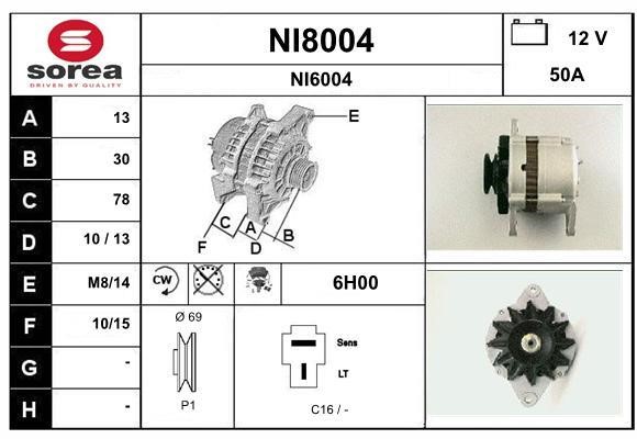 SNRA NI8004 Alternator NI8004