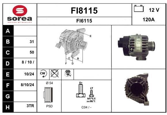 SNRA FI8115 Alternator FI8115