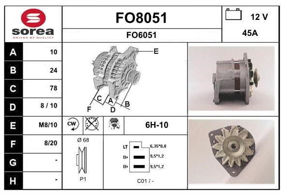 SNRA FO8051 Alternator FO8051
