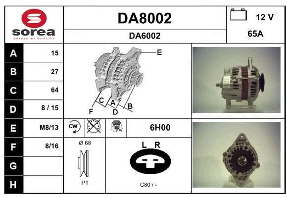 SNRA DA8002 Alternator DA8002