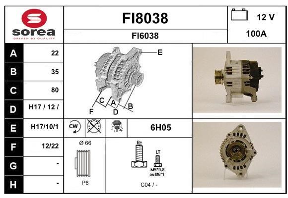SNRA FI8038 Alternator FI8038