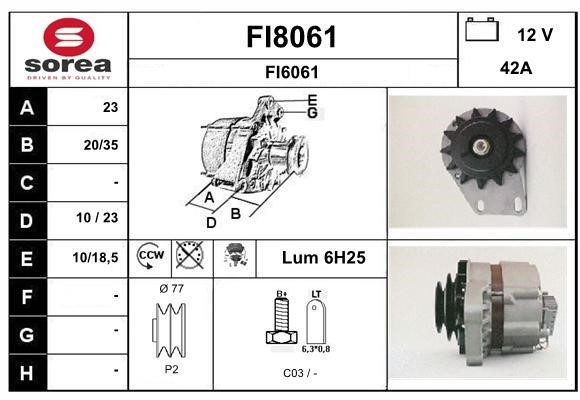 SNRA FI8061 Alternator FI8061