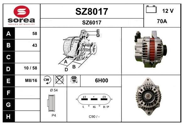 SNRA SZ8017 Alternator SZ8017