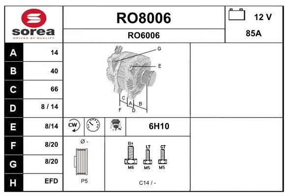 SNRA RO8006 Alternator RO8006