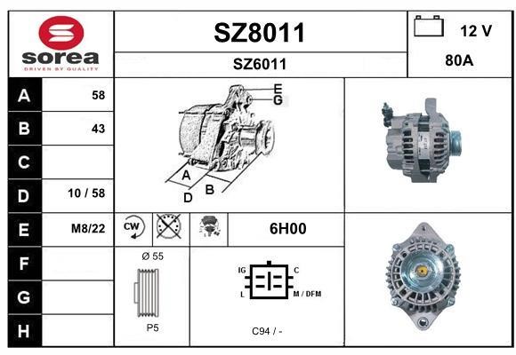 SNRA SZ8011 Alternator SZ8011