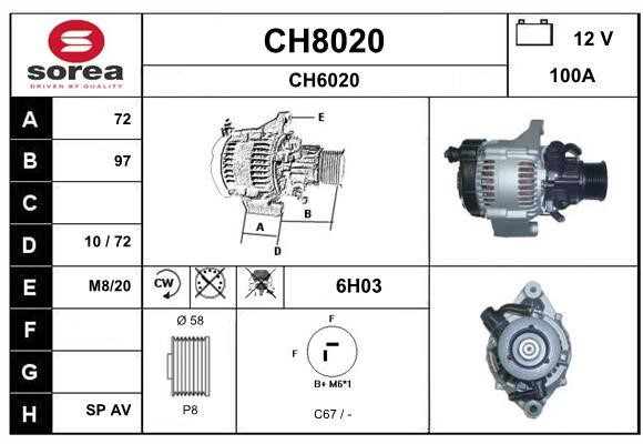 SNRA CH8020 Alternator CH8020