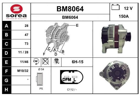 SNRA BM8064 Alternator BM8064
