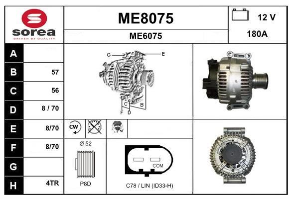SNRA ME8075 Alternator ME8075