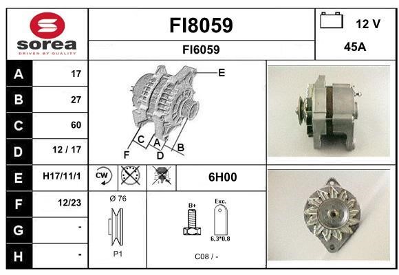 SNRA FI8059 Alternator FI8059