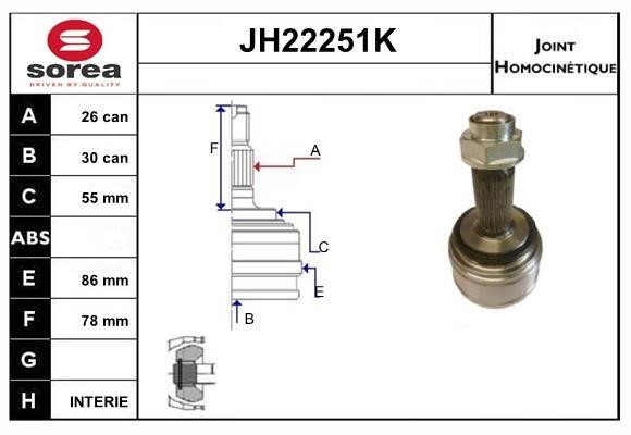 SNRA JH22251K CV joint JH22251K