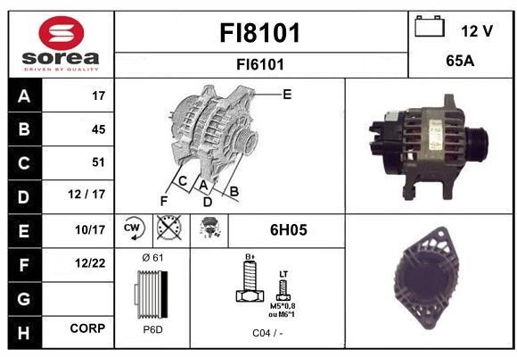 SNRA FI8101 Alternator FI8101