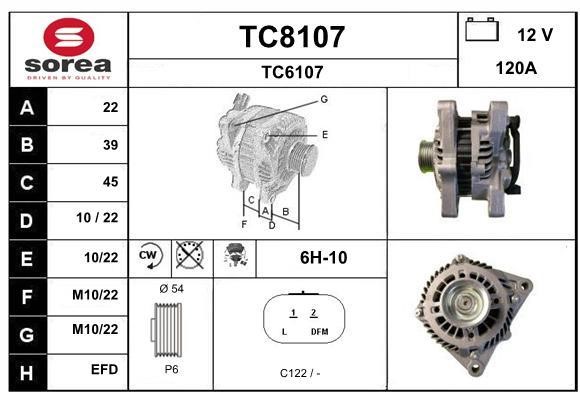 SNRA TC8107 Alternator TC8107