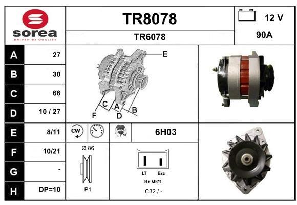 SNRA TR8078 Alternator TR8078