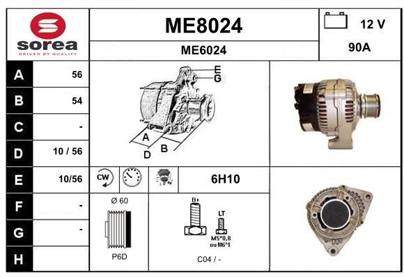 SNRA ME8024 Alternator ME8024