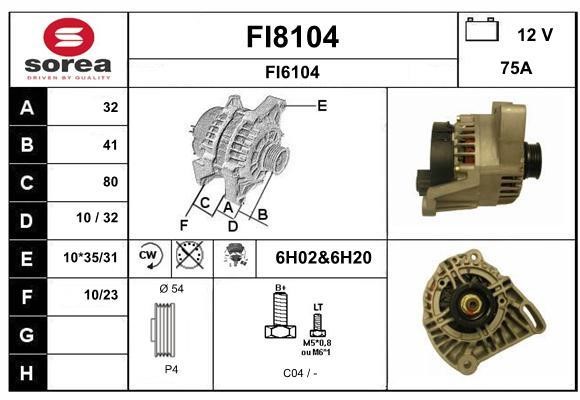 SNRA FI8104 Alternator FI8104