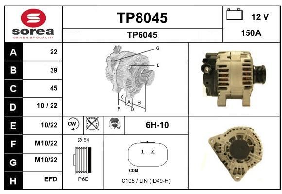 SNRA TP8045 Alternator TP8045