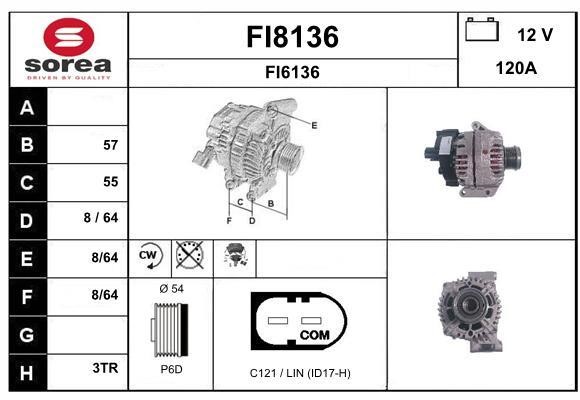 SNRA FI8136 Alternator FI8136
