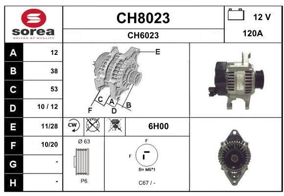SNRA CH8023 Alternator CH8023