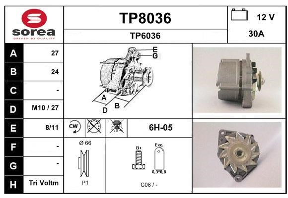 SNRA TP8036 Alternator TP8036