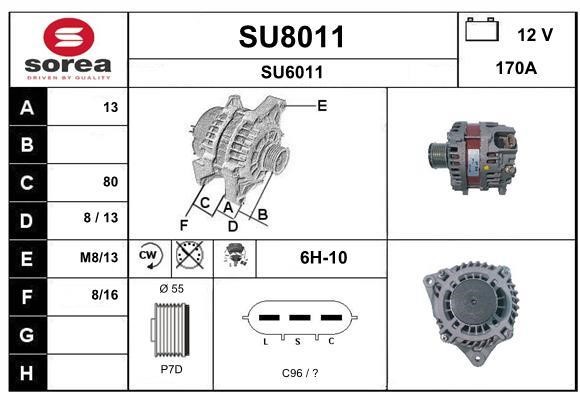 SNRA SU8011 Alternator SU8011