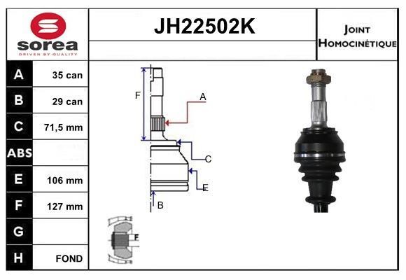 SNRA JH22502K CV joint JH22502K