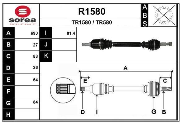 SNRA R1580 Drive Shaft R1580