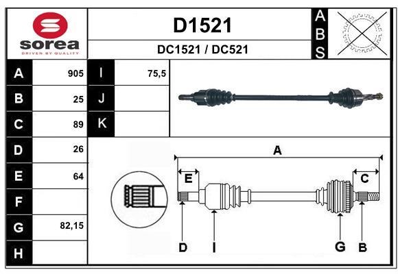 SNRA D1521 Drive Shaft D1521