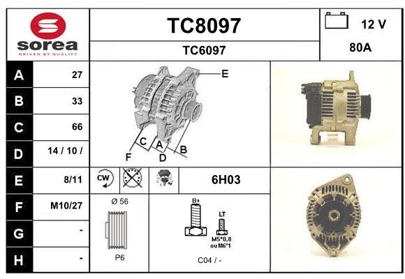 SNRA TC8097 Alternator TC8097