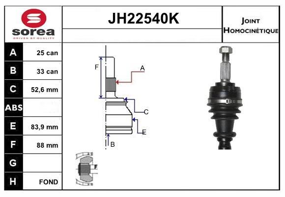 SNRA JH22540K Joint Kit, drive shaft JH22540K