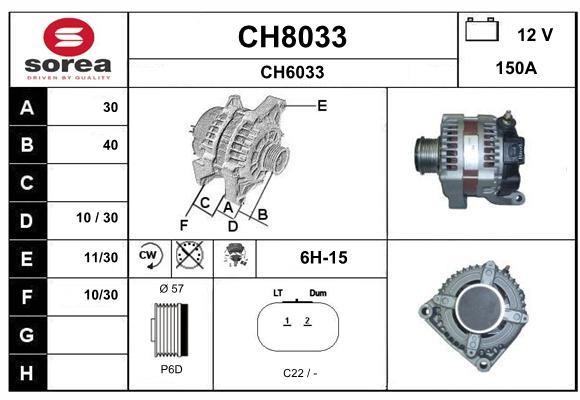 SNRA CH8033 Alternator CH8033