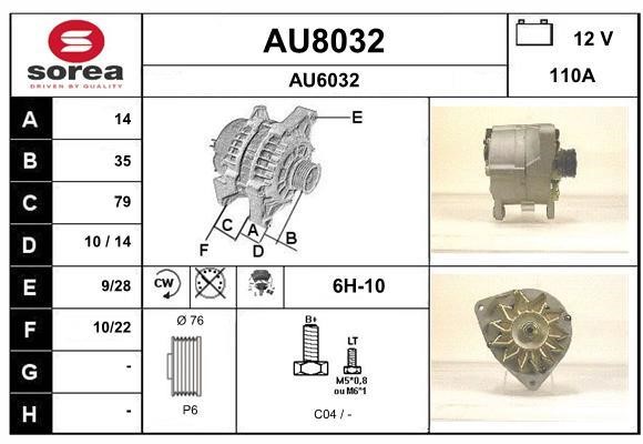 SNRA AU8032 Alternator AU8032